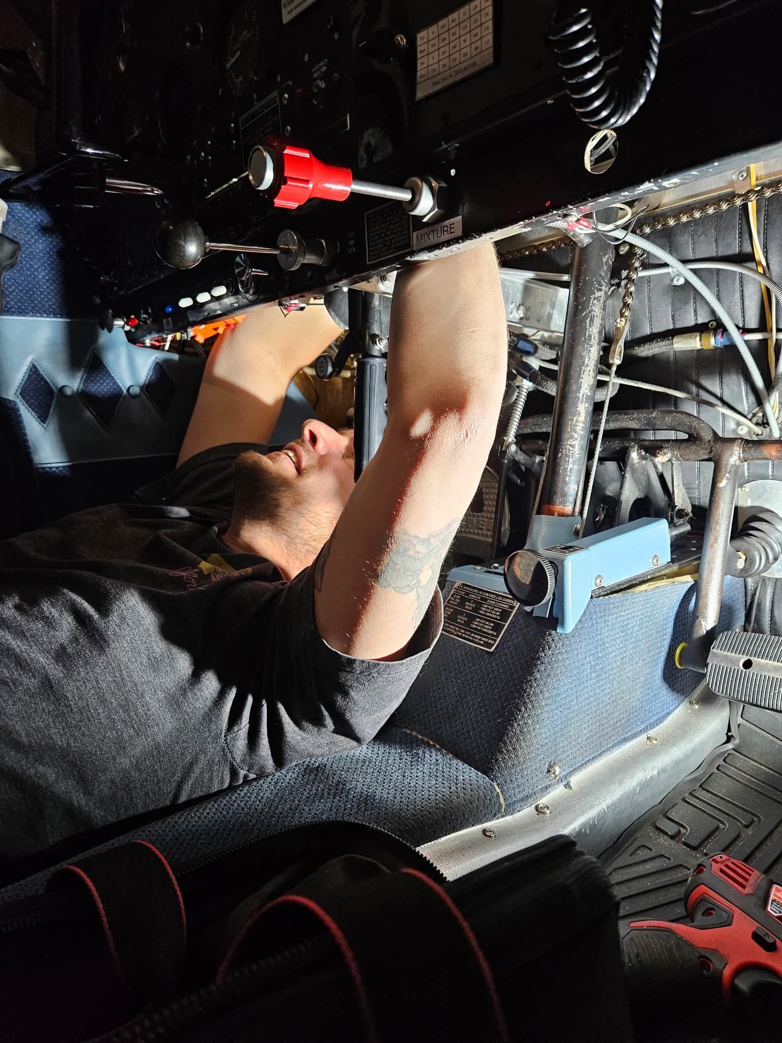 Aircraft cockpit repair in progress